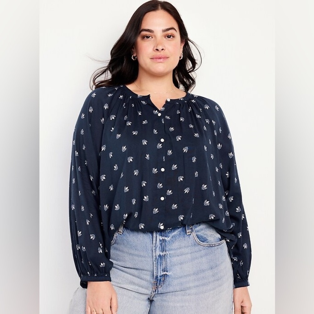 NWOT Old Navy Floral Shirred Blouse Sz XXL